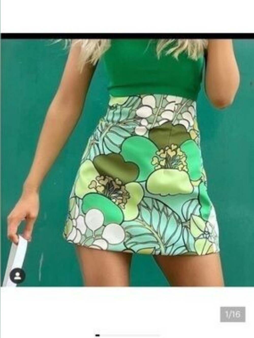 Zara Green Floral Graphic Mini Skirt